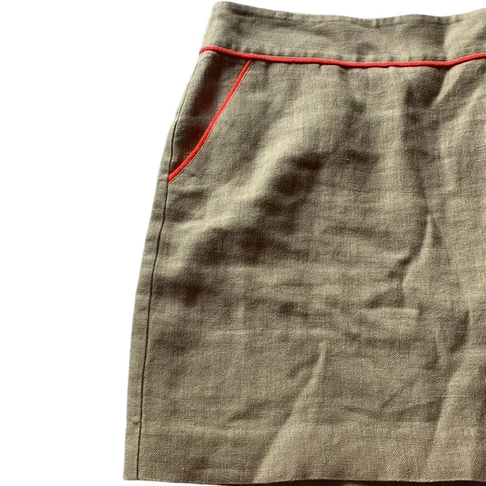 Ann Taylor LOfT 100% linen tan khaki mini skirt women’s size 6 coastal summer